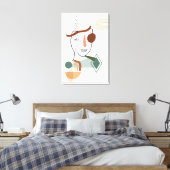 Abstracte Gezichtskunst met illustratie bloem op o Canvas Afdruk (Insitu (Slaapkamer))
