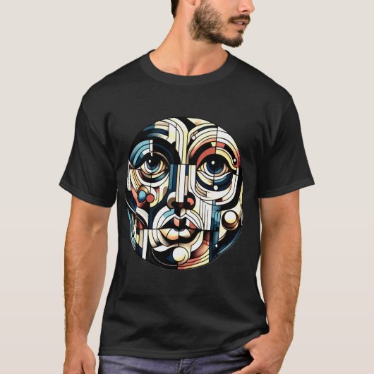 abstracte gezichtskunst met kubisme t-shirt (Voorkant)
