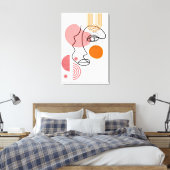 Abstracte gezichtskunst met oranje wangen onzichtb canvas afdruk (Insitu (Slaapkamer))