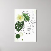 Abstracte gezichtskunst met tropische groene blade canvas afdruk (Voorkant)