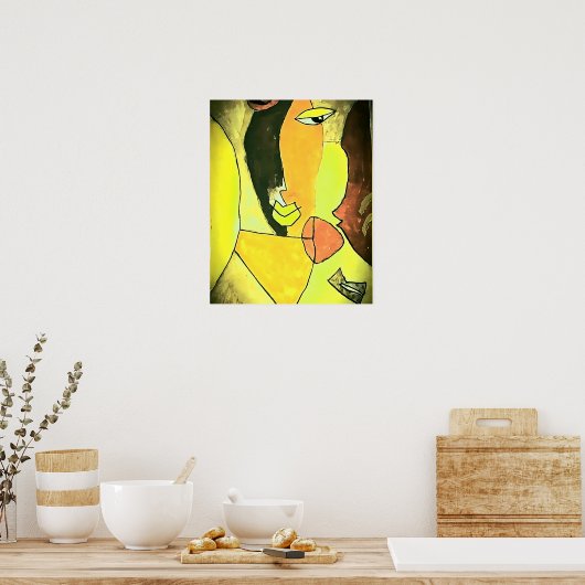 Abstracte gezichtskunst - Toned Poster (Keuken)