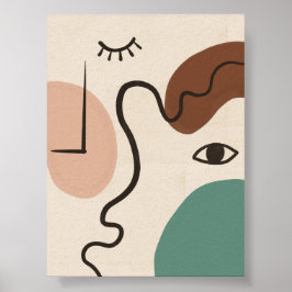 Abstracte gezichtslijn poster