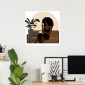 Abstracte gezichtsloze zwarte vrouw muurkunst poster (Thuiskantoor)