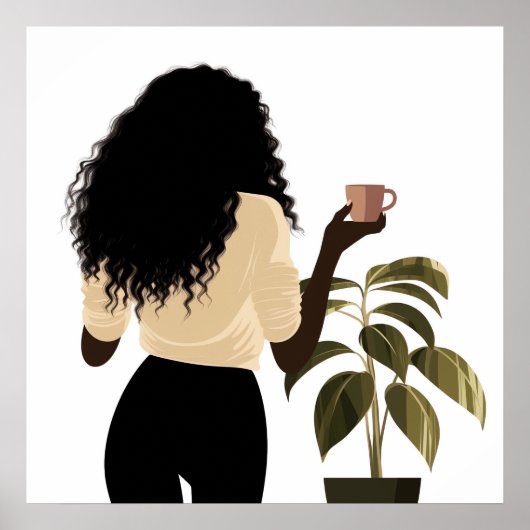 Abstracte gezichtsloze zwarte vrouw schoonheid kun poster (Voorkant)