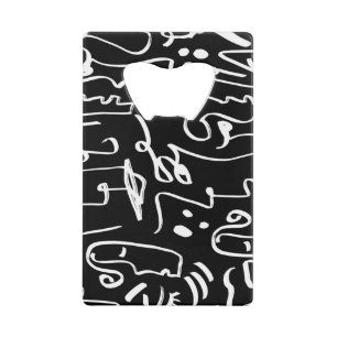 Abstracte gezichtsmaskers: geometrisch patroon creditkaart flessenopener
