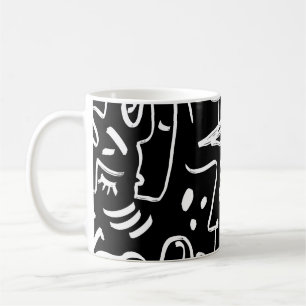 Abstracte gezichtsmaskers: geometrisch patroon koffiemok