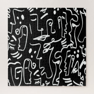 Abstracte gezichtsmaskers: geometrisch patroon legpuzzel