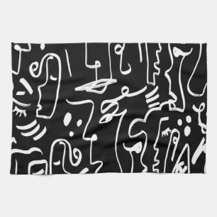 Abstracte gezichtsmaskers: geometrisch patroon theedoek