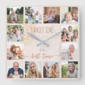 Abstracte gezinstijden Neutrale foto Vierkante Klok (Voorkant)