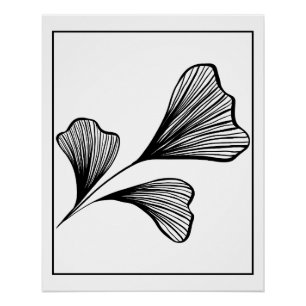 Abstracte Ginkgo Leaf Line Art – Elegante moderne Perfect Poster