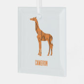 Abstracte giraf silhouet monogram glas ornament (Voorkant links)