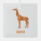 Abstracte giraf silhouet monogram glas ornament (Voorkant)