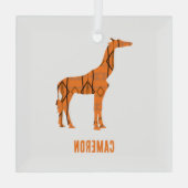 Abstracte giraf silhouet monogram glas ornament (Achterkant)