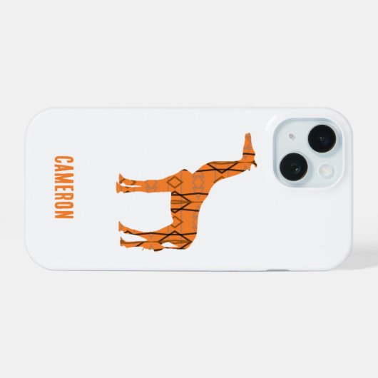 Abstracte giraf silhouet monogram iPhone 15 case (Achterkant horizontaal)