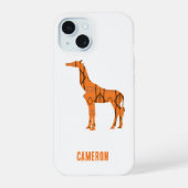 Abstracte giraf silhouet monogram iPhone 15 case (Achterkant)