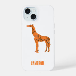 Abstracte giraf silhouet monogram iPhone 15 case