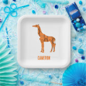 Abstracte giraf silhouet monogram papieren bordje (Feest)