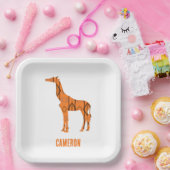 Abstracte giraf silhouet monogram papieren bordje (Feest)