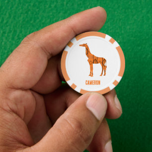 Abstracte giraf silhouet monogram poker chips