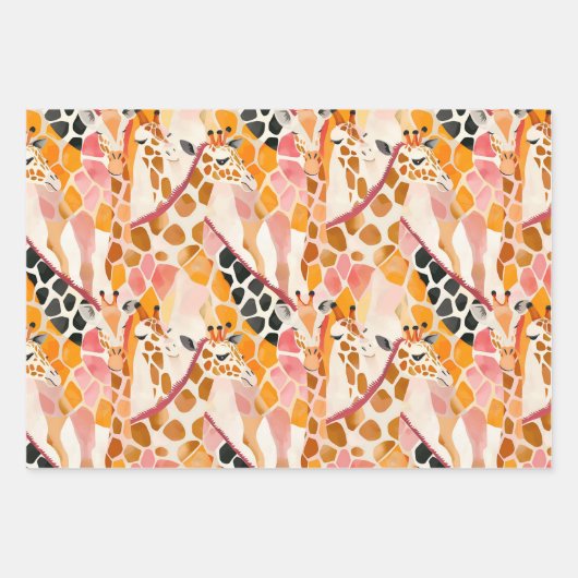 Abstracte Giraffes in het roze Inpakpapier Vel (Voorkant)