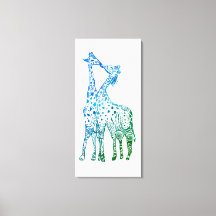 Abstracte Giraffes Tekening Kiss Canvas Print