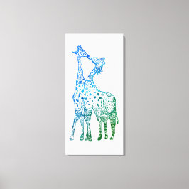 Abstracte Giraffes Tekening Kiss Canvas Print
