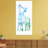 Abstracte Giraffes Tekening Kiss Canvas Print (Insitu (Woonkamer))