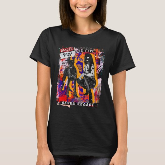 Abstracte Girl Doberman Cities Style Collageen Reb T-shirt (Voorkant)