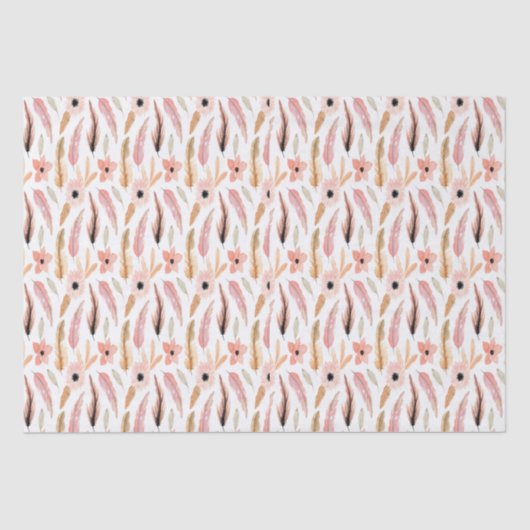 Abstracte Girly Pink Floral Pattern Waterverf Tissuepapier (Voorkant)