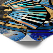 Abstracte gitaar en keys Kunst Collage Gemengde Te Poster (Hoek)