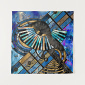 Abstracte gitaar en keys Kunst Collage Gemengde Te Wandkleed (Voorkant (horizontaal))