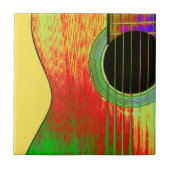 Abstracte gitaar, rood en geel tegeltje (Voorkant)