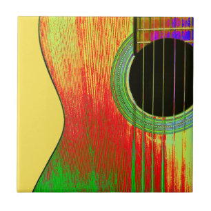 Abstracte gitaar, rood en geel tegeltje