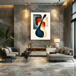 Abstracte Gitaar Silhouet Japandi Muziek Muurkunst Poster