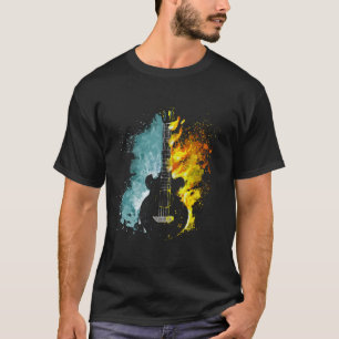 Abstracte gitaar vuur en water fusie kunst t-shirt