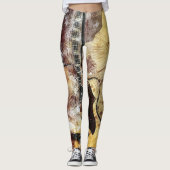 Abstracte gitaardesign Leggings Gold Brown Black (Voorkant)