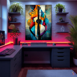 Abstracte gitaarkunst - Geometrisch muziekdesign Poster