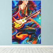 Abstracte gitaarmuziek spelen canvas afdruk (Insitu (Houten vloer))