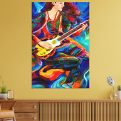 Abstracte gitaarmuziek spelen canvas afdruk (Insitu (Woonkamer))