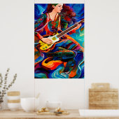 Abstracte gitaarmuziek spelen poster (Keuken)