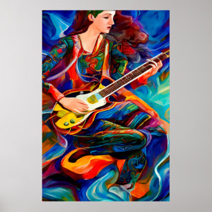 Abstracte gitaarmuziek spelen poster