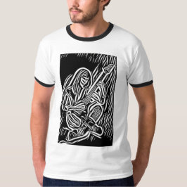 Abstracte gitaarspeler Musicus Originele kunst T-shirt