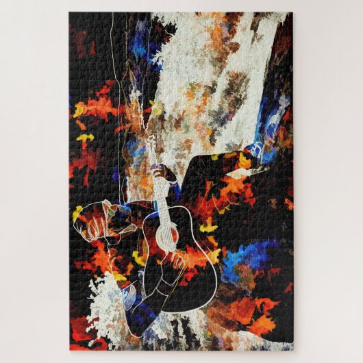 abstracte gitarist puzzel legpuzzel (Verticaal)