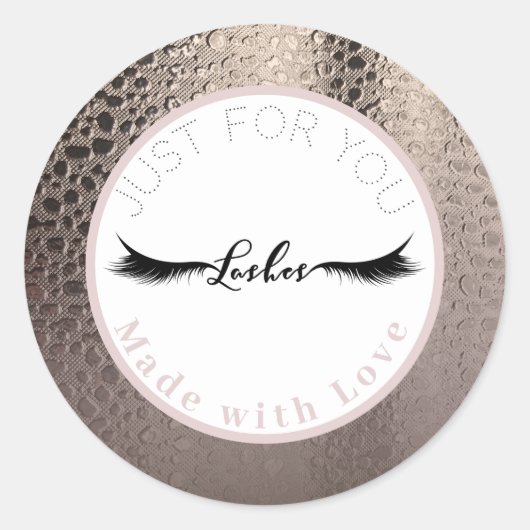 Abstracte Glam Roze Rose Gold Glam Makeup Lashes Ronde Sticker (Voorkant)