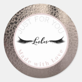 Abstracte Glam Roze Rose Gold Glam Makeup Lashes Ronde Sticker