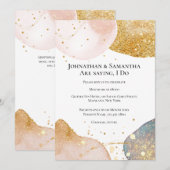 Abstracte glans goud roze blauw glitters kaart (Voorkant / Achterkant)