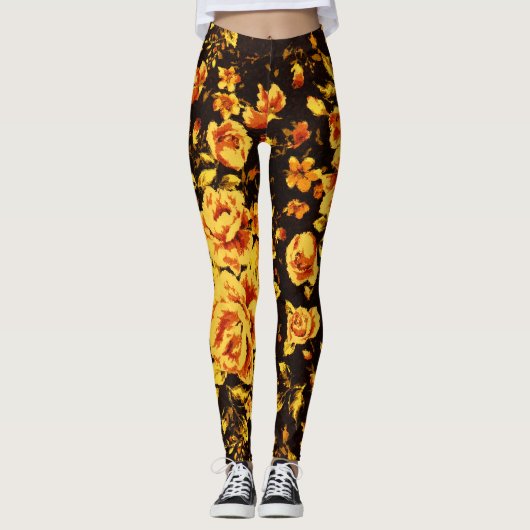 Abstracte glans van de florale glans leggings (Voorkant)