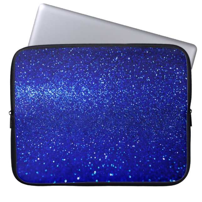 Abstracte glanzend blauwe achtergrond laptop sleeve (Voorkant)