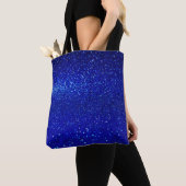 Abstracte glanzend blauwe achtergrond tote bag (Dichtbij)