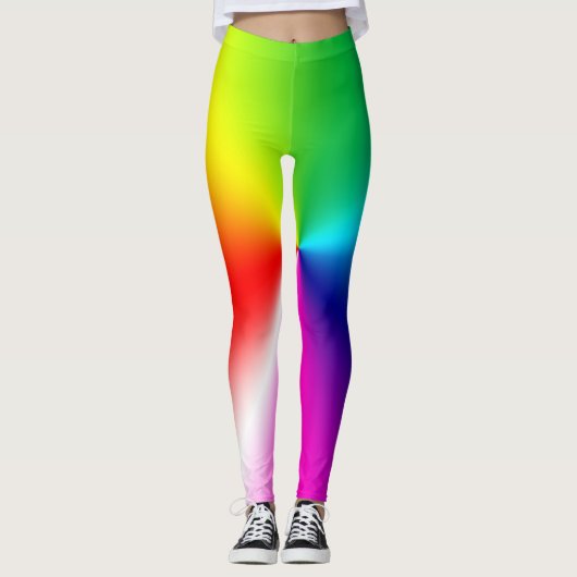 abstracte glanzende regenboog leggings (Voorkant)